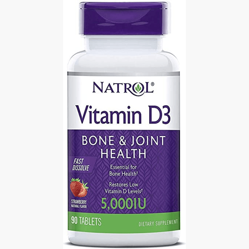 Natrol Vitamina D3 125 mcg - Fresa - 90 Tabletas - Puro Estado Fisico