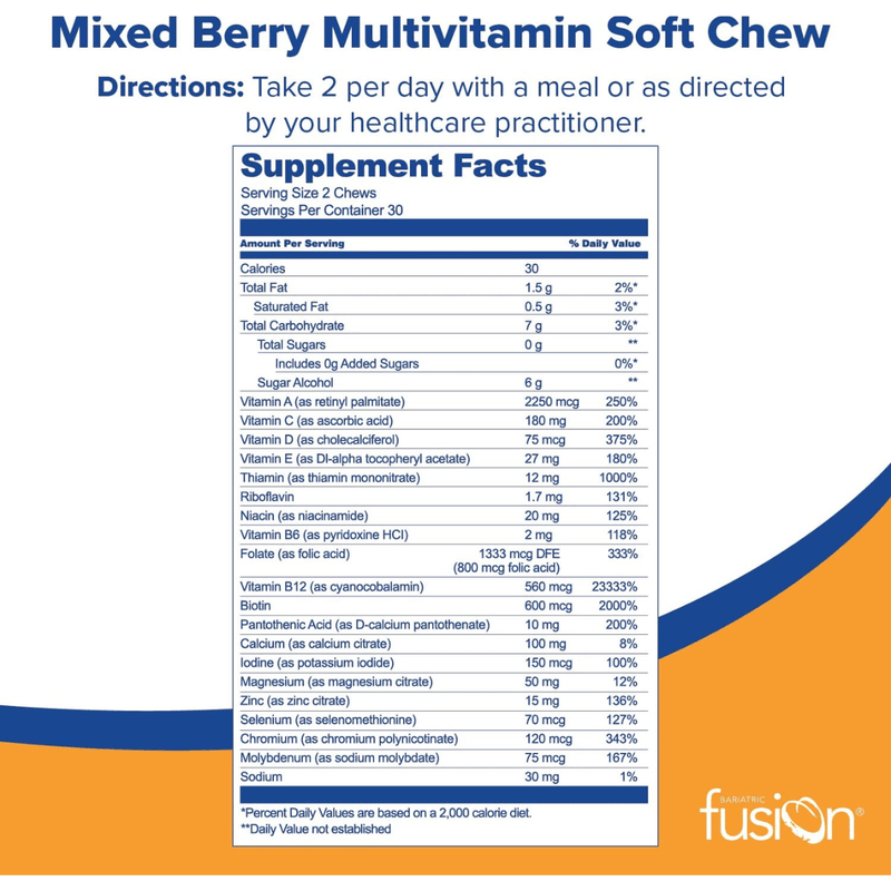 Bariatric Fusion Multivitamínico Bariátrico - 60 Masticables - Puro Estado Fisico