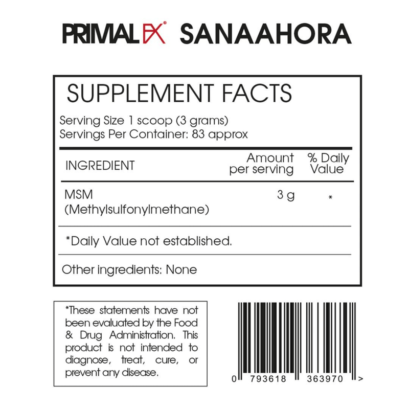 PrimalFX MSM - 250 G - Puro Estado Fisico