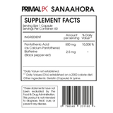 PrimalFX  Vitamina B5 + Bioperina 500 mg - 60 Cápsulas - Puro Estado Fisico