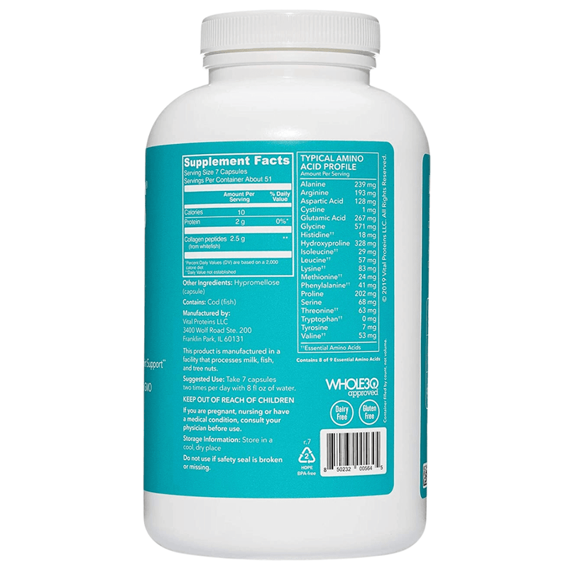 Vital Proteins Colágeno Marino - 360 Cápsulas - Puro Estado Fisico