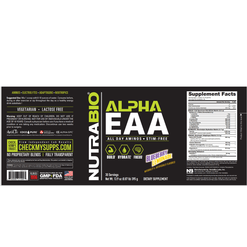 NutraBio Alfa EAA - Puro Estado Fisico