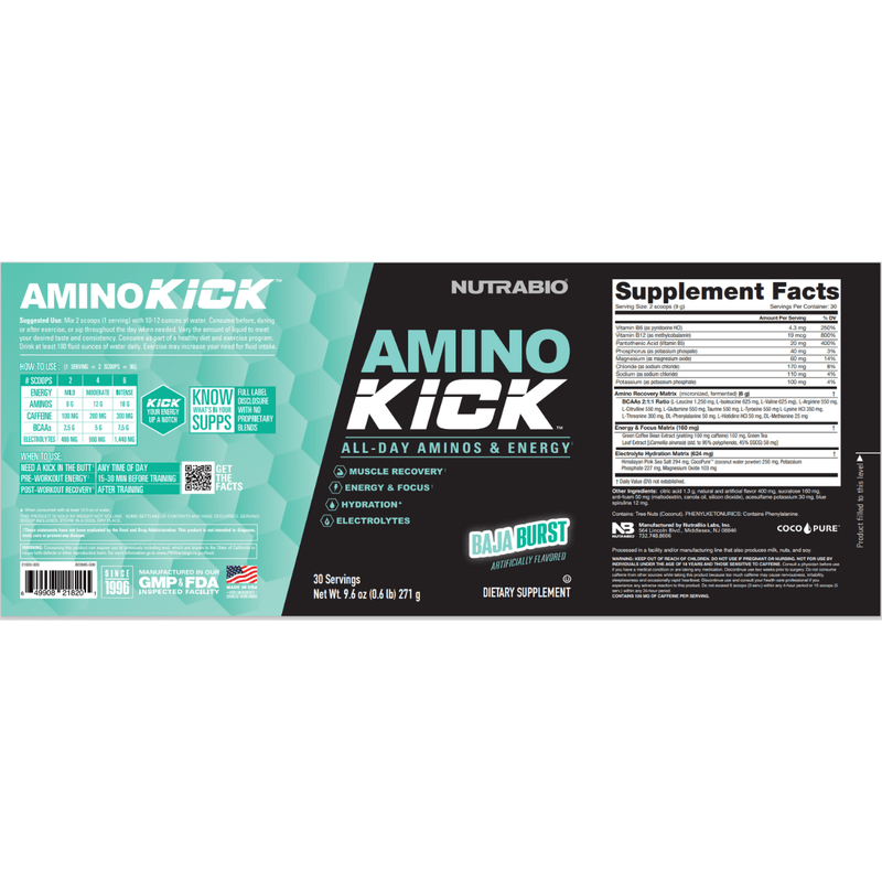 NutraBio Amino Kick - Puro Estado Fisico