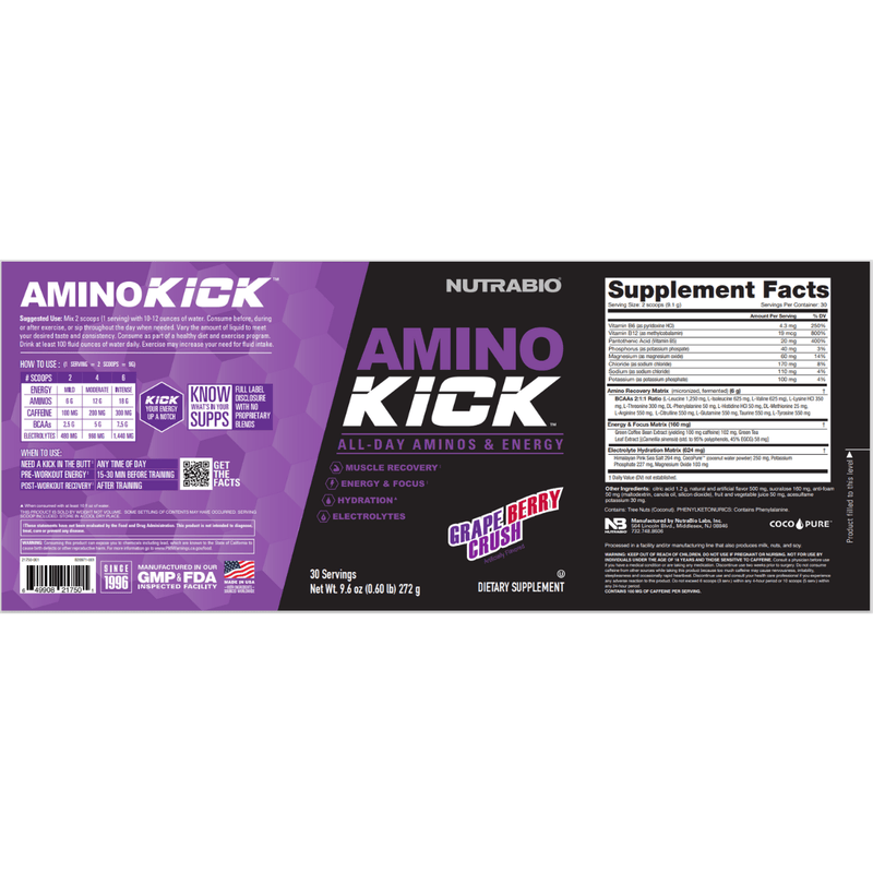 NutraBio Amino Kick - Puro Estado Fisico