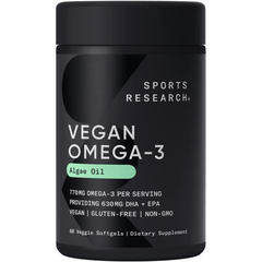 Sports Research Omega 3 Vegano - 60 Cápsulas Blandas Vegetales - Puro Estado Fisico