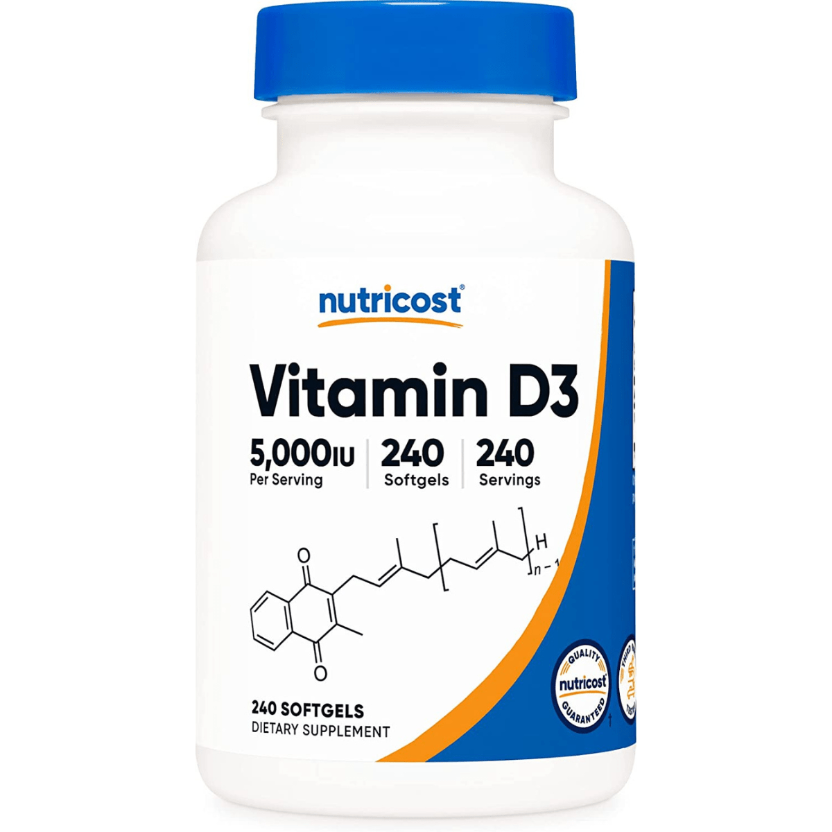 Nutricost Vitamina D3 5000 IU 240 Cápsulas Blandas Puro Estado Fisico