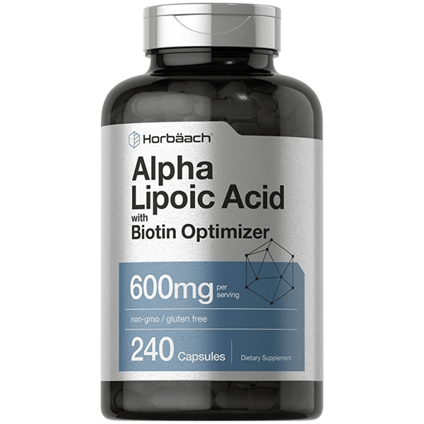 Horbäach Ácido Alfa Lipoico con Biotina 600 mg - 240 Cápsulas - Puro Estado Físico
