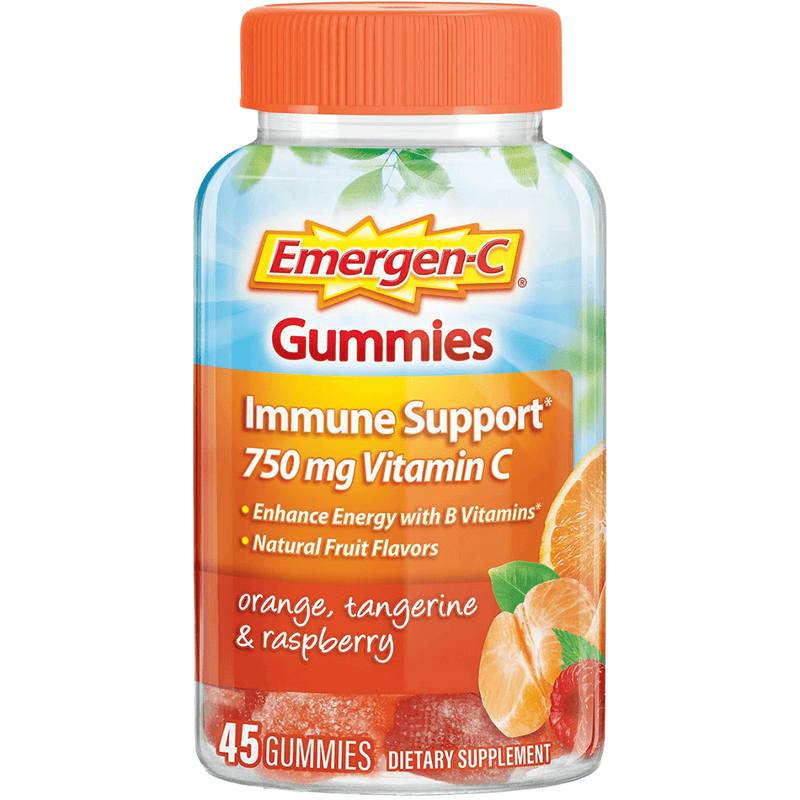 Emergen-C Soporte Inmune 750 mg de Vitamina C - Naranja, Mandarina y Frambuesa - 45 Gomitas - Puro Estado Fisico