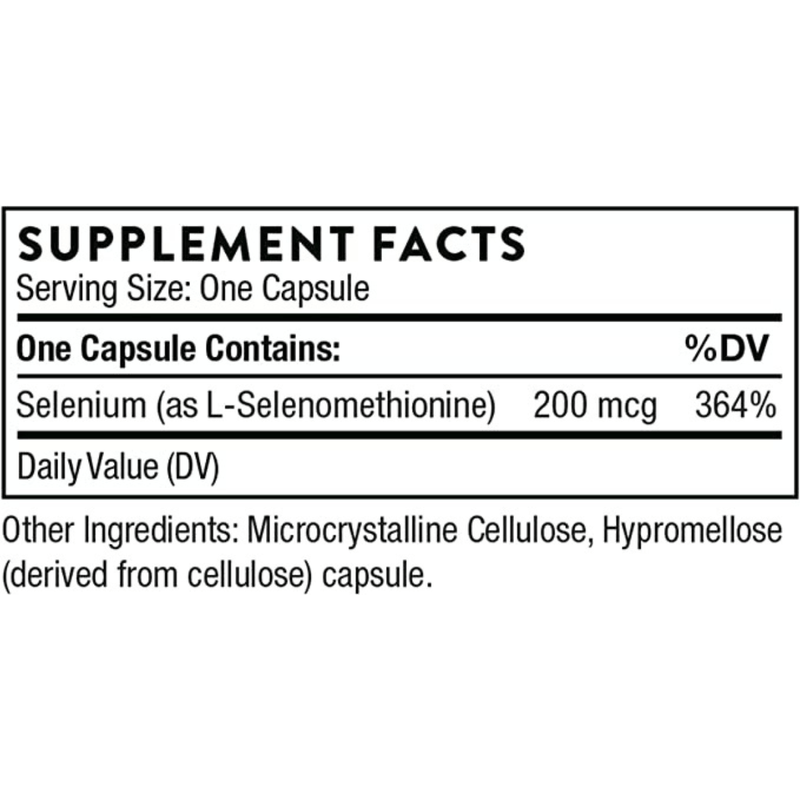 Thorne Research Selenio 200 mcg - 60 Cápsulas - Puro Estado Fisico