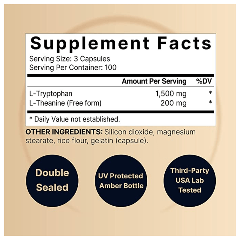 NatureBell L-Triptófano 1500 mg - 300 Cápsulas - Puro Estado Fisico