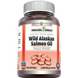 Amazing Nutrition Aceite de Salmón Salvaje de Alaska 2000 mg - 180 Cápsulas Blandas - Puro Estado Fisico