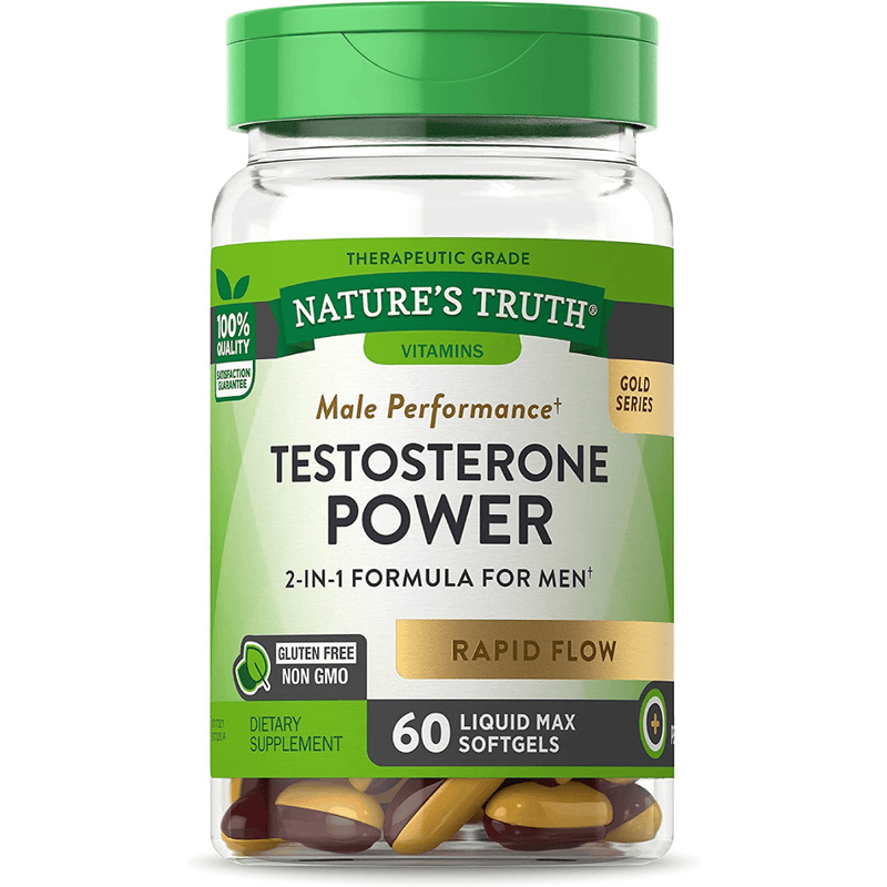 Natures Truth Testosterona Power para hombre - 60 Cápsulas Blandas - Puro Estado Fisico