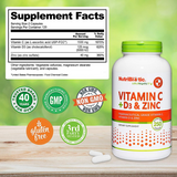 NutriBiotic Vitamina C con Vitamina D3 y Zinc - 250 Cápsulas - Puro Estado Fisico