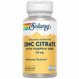 Solaray Zinc Citrate - 60 Cápsulas Veganas - Puro Estado Fisico