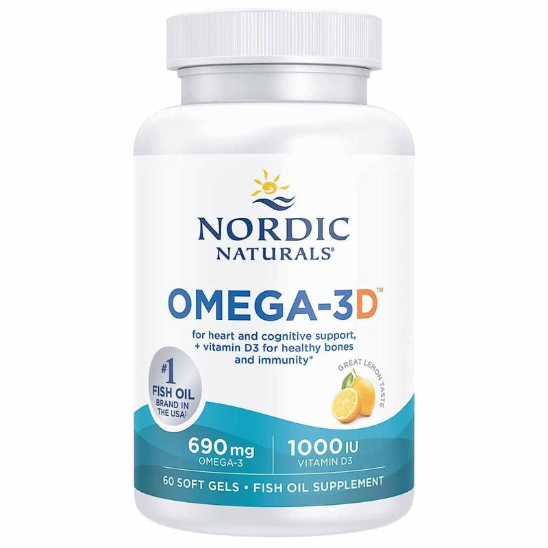 Nordic Naturals  Omega-3D - Limón - 60 Cápsulas Blandas - Puro Estado Fisico