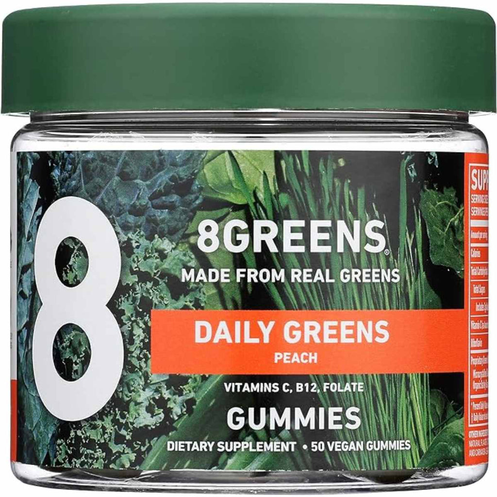 8Greens Soporte Inmunológico  - Sabor Melocotón - 50 Gomitas Veganas - Puro Estado Físico