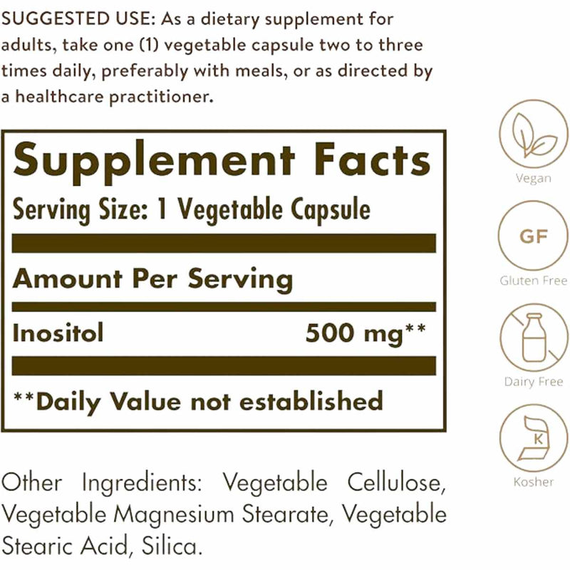 Solgar Inositol 500 mg - 100 Cápsulas De Origen Vegetal