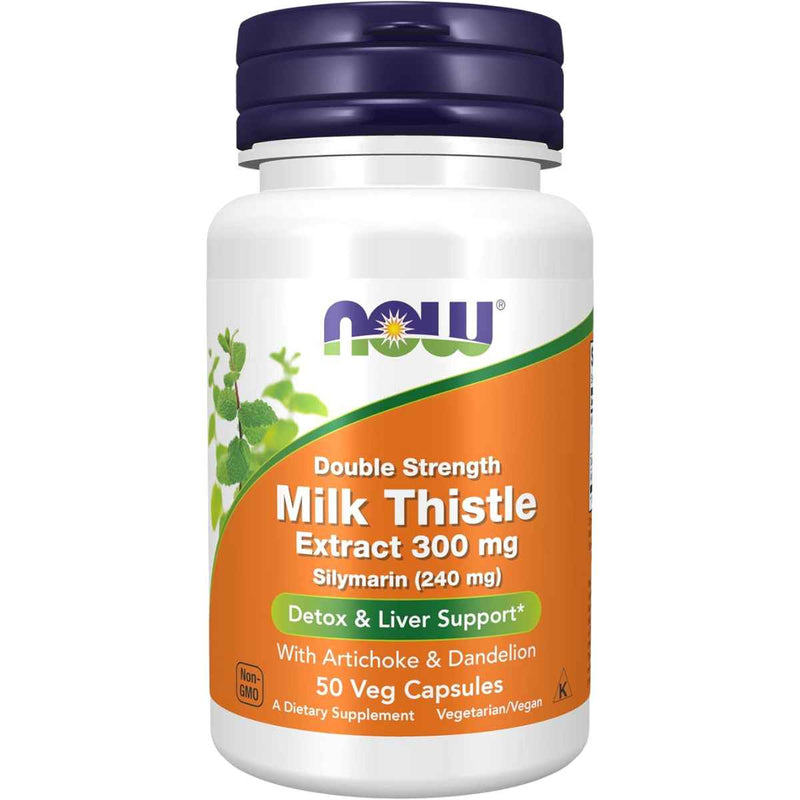 NOW Foods Cardo Mariano Doble Fuerza Salud Del Hígado 300 mg - 50 Cápsulas Veganas - Puro Estado Físico