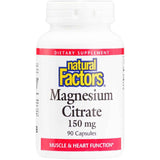 Natural Factors Citrato de Magnesio  150 mg - 90 Cápsulas - Puro Estado Físico