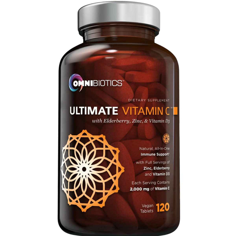 OmniBiotics Vitamina C 2000 mg - 120  Tabletas Veganas - Puro Estado Físico
