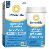 Renew Life Extra Care Digestive Probiotico 50 Mil Millones CFU - 30 Cápsulas Vegetarianas - Puro Estado Físico