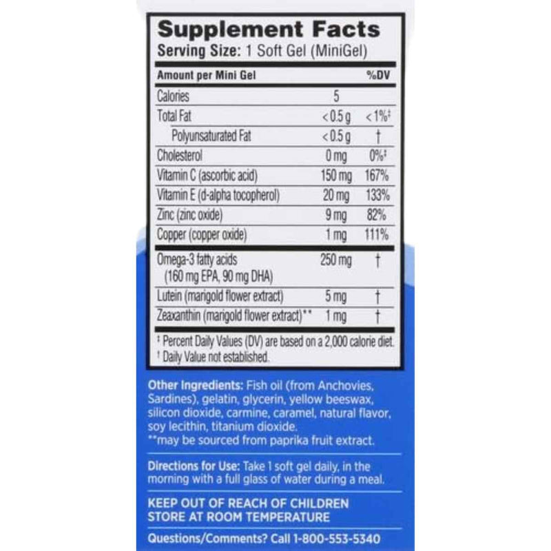 Bausch & Lomb Ocuvite Vitaminas para la Salud Ocular - 50 Mini Cápsulas Blandas - Tabla Nutricional - Puro Estado Físico