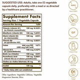 Solgar Complejo B - 100  Cápsulas Vegetales - Tabla Nutricional - Puro Estado Físico