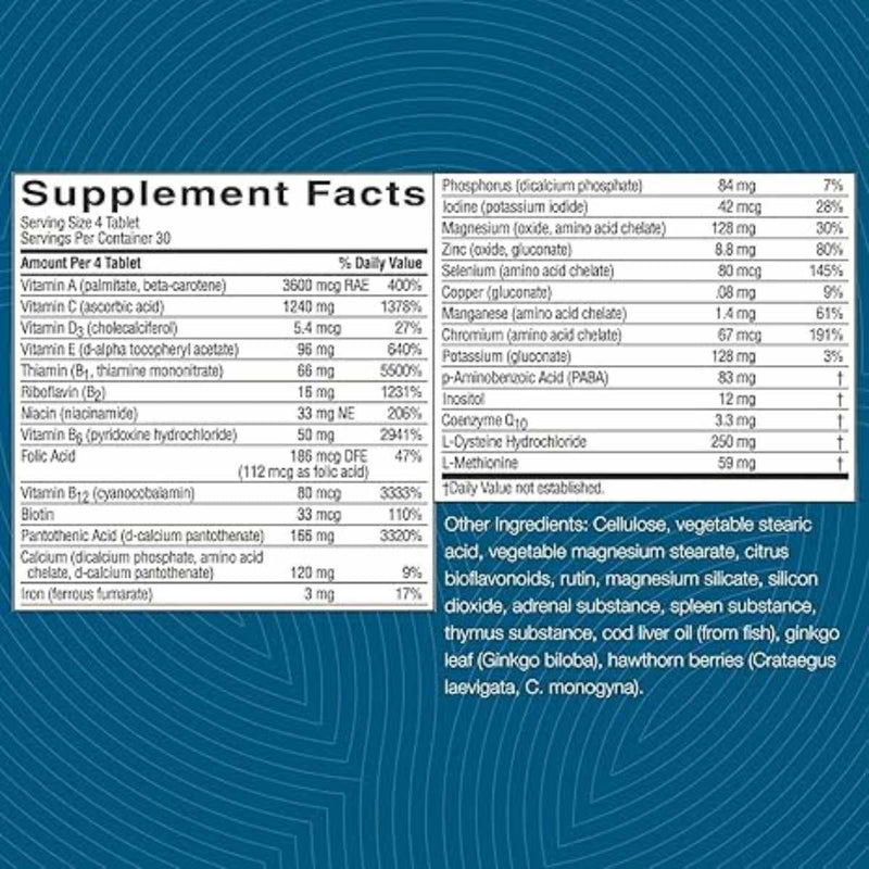 Nature's Sunshine Mega Chel - 120 Tabletas - Tabla Nutricional - Puro Estado Físico