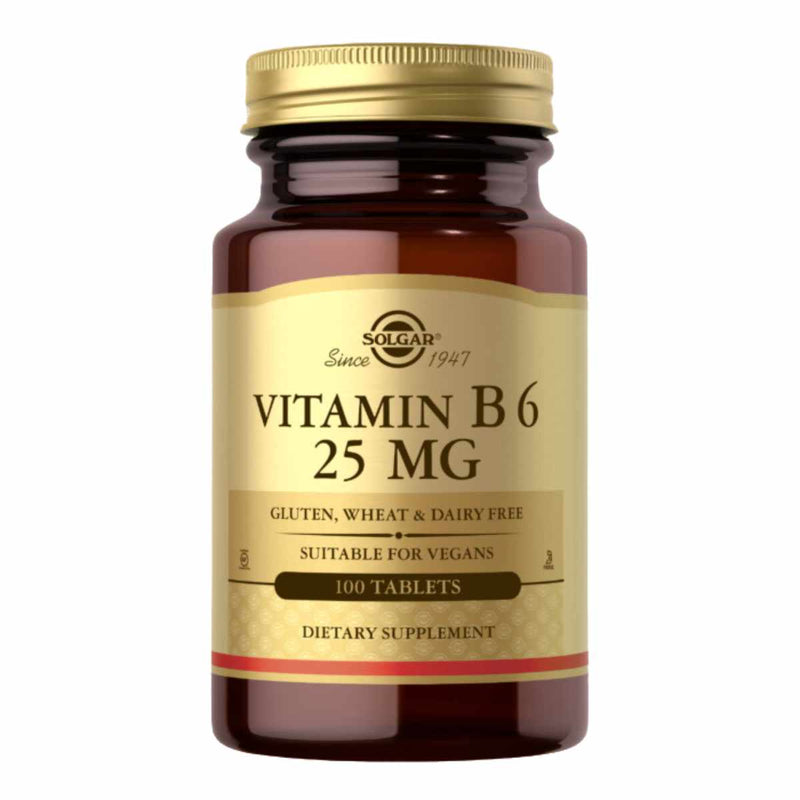 Solgar Vitamina B6  25 mg - 100 Tabletas - Puro Estado Físico