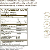 Solgar Glucosamina, Ácido Hialurónico, Condroitina Y MSM - 60 Tabletas - Tabla Nutricional - Puro Estado Físico