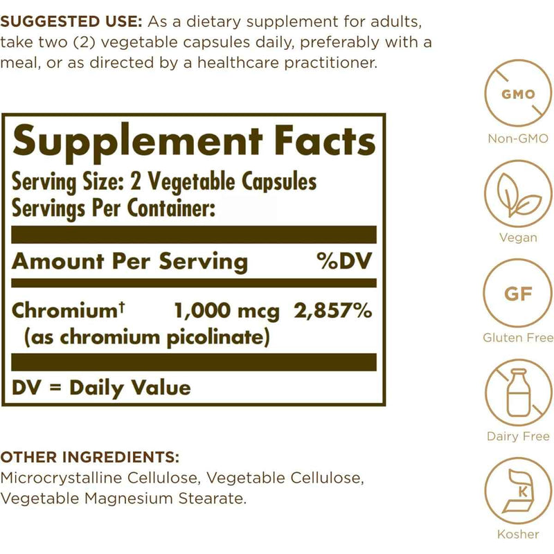 Solgar Chromium Picolinate 500 mcg - Puro Estado Fisico