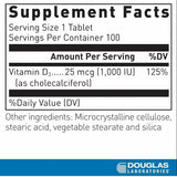 Douglas Laboratories Vitamin D 1000 IU - 100 Tabletas