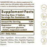 Solgar Magnesio Quelado - 100 Tabletas - Tabla Nutricional - Puro Estado Físico