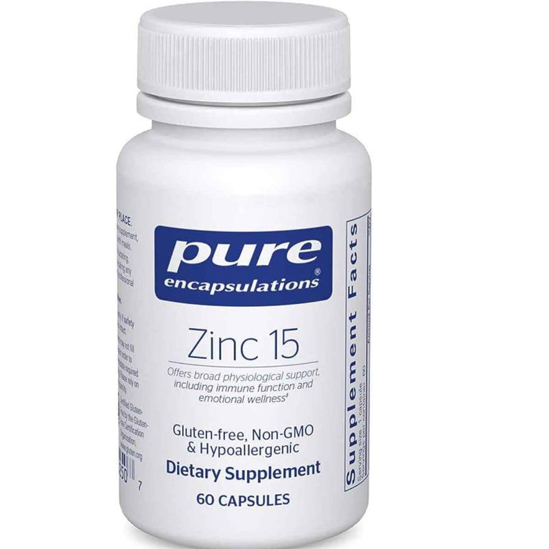 Pure Encapsulations Zinc  15 mg - 60 Cápsulas - Puro Estado Físico