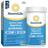 Renew Life Extra Care Digestive Probiotico 50 Mil Millones CFU - 60 Cápsulas Vegetarianas - Puro Estado Físico