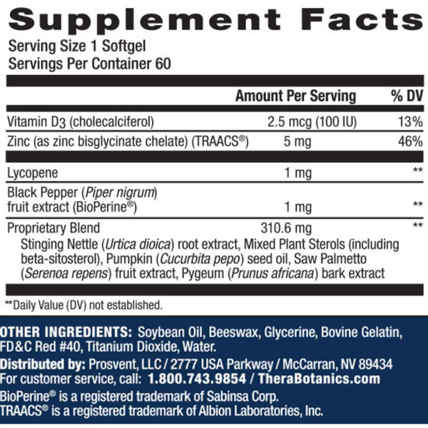 Thera Botanics Prosvent - 60 Cápsulas Blandas - Tabla Nutricional - Puro Estado Físico