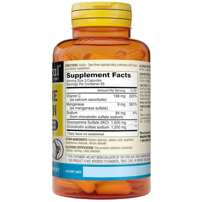 Mason Natural Glucosamine/Chondroitin - 280 Cápsulas - Puro Estado Fisico