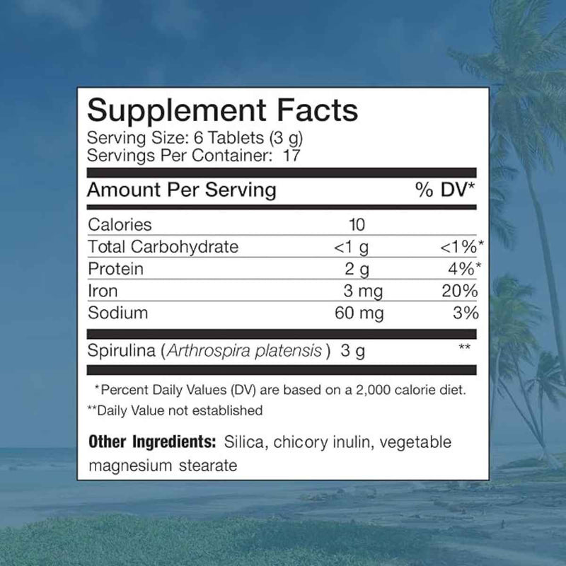 Nutrex Hawaii Spirulina  500 mg - 100 Tabletas - Puro Estado Físico