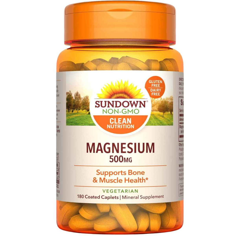 Sundown Magnesio 500 mg - 180 Capsulas Recubiertas - Puro Estado Físico