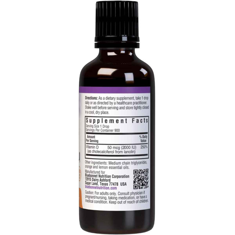 Bluebonnet Liquid Vitamin D3 Drops - 2000 IU - Cítricos - 30 ml