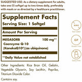 Solgar Megasorb CoQ-10 100 mg - 60 Cápsulas Blandas - Tabla Nutricional - Puro Estado Físico