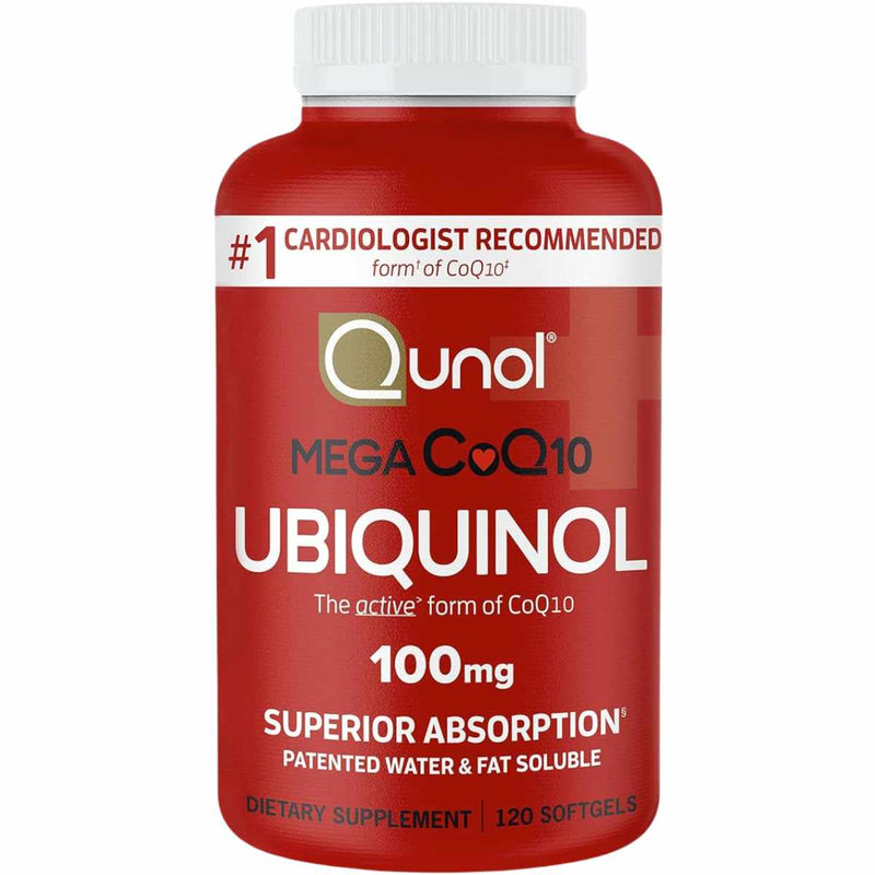 Qunol Mega Ubiquinol CoQ10 100 mg - 120 Cápsulas Blandas - Puro Estado Físico
