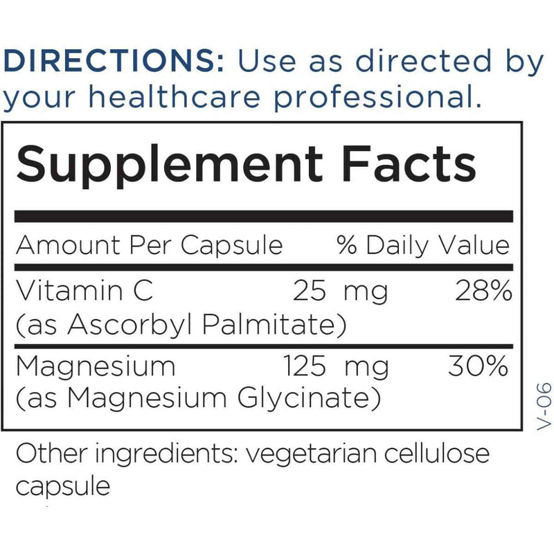 Metabolic Maintenance Glicinato de Magnesio - 180 Cápsulas - Tabla Nutricional - Puro Estado Físico