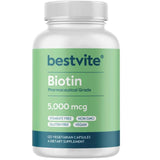 Besvite Biotina 5000 mcg - 120 Cápsulas Vegetarianas - Puro Estado Fisico