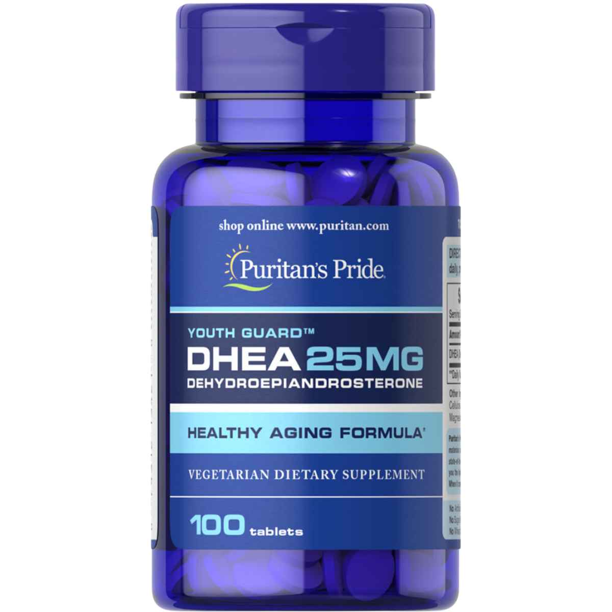 Puritan's Pride DHEA para Energía y Equilibrio Hormonal 25 mg - 100 Tabletas - Puro Estado Físico