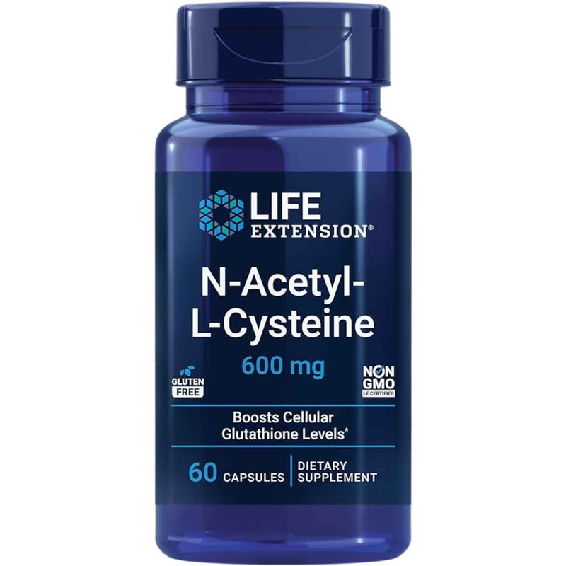 Life Extension N-Acetil L-Cisteína 600 mg - 60 Cápsulas - Puro Estado Físico