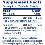 Life Extension Complejo De Selenio - 100  Cápsulas Vegetarianas - Tabla Nutricional - Puro Estado Físico
