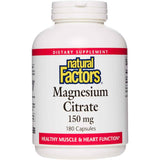 Natural Factors Citrato de Magnesio  150 mg - 180 Cápsulas - Puro Estado Físico