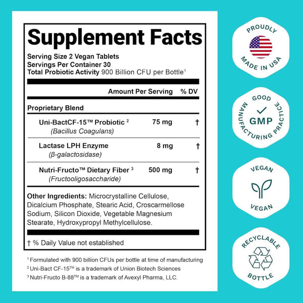 Nutrition Essentials Probioticos 900 Mil Millones CFU - 60 Tabletas - Tabla Nutricional - Puro Estado Físico