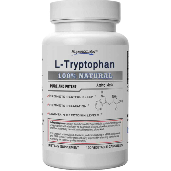 Superior Labs L-Triptófano  500 mg - 120 Cápsulas Vegetales - Puro Estado Físico